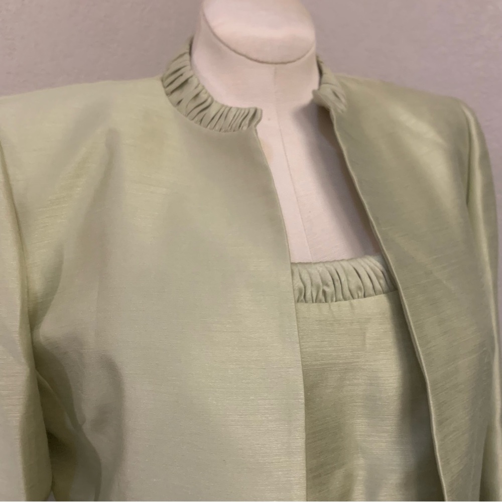 Kasper Womens 16 3 Piece Suit Light Green Jacket Skirt Top Mother of Bride Groom